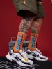 Socks 3 Pairs Stay Cool Chill Letters Hip Hop Haruku Pink Men's Socks Skateboard Orange Cotton Colorful Letter Long Women Sock