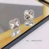 High grade designer Vancefe Stainless Steel Lucky Clover Flower Earrings for Women Light Luxury Fashion Earrings High Edition