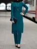 Kleding M4XL Tweede stuk sets tops en broek vrouwen kalkoen moslim abaya split jurken ramadan Marokkaanse kaftan islamitische kleding