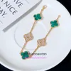 Designer 1to1 Bangle Luxury Jewelry 925 Pure Silver Fanjia Five Flower Diamond Armband Plated With 18K Gold Peacock Green Ribbon Diamond Lucky Grass Handicraft Hig