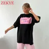 Zekye Hole Design vintage streetwear tshirts rétro chic basique long top femmes mode esthétique noire tee 90s occasionnel 240416