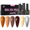 Kits UR SUGAR 6PCS Nail Polish Set Nude Brown Coffee Gel Varnishes Kit Soak Off UV LED Gel Semi Permanent Nail Art Base Top Coat Set