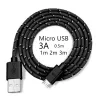 Kabels MICRO USB 3A KABEL Universal snellaadkabel voor Samsung Xiaomi Huawei Android Telefoon Tablet Camera USB -ladingskabel