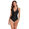 Bikini en maillot de bain pour femmes Black One Piece Bikini pour femmes V-Cold Hollow Out Scorst Cross Backless Swoundsuit Basksuit Beachwear