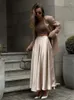 Röcke eleganter Frauenrock Autumn Satin Seide Lange für Frauen Mode 2024 Lady Solid Color Khaki Weiße Hoch Taille