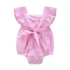 One-Pieces Pink Prinzessin Kleinkind Säugling Neugeborene Baby Mädchen Kleidung Strampler Jumpall gestreifte Outfits Sonnenanleitung 018m