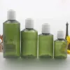 Bottles 10pcs Plastic Bottle Disk Top Cap Dark Green Empty Cosmetic Packaging Lotion Pump Bottles Refillable Tube 50ml 100ml 150ml 200ml