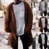 Sweaters Dropshipping!Autumn Winter Men's Cardigan Sweater Long Sleeve V Neck Loose Streetwear Knitted Mid Length Coat Men Clothing