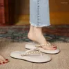 Slippers Ladies Shoes On Sale 2024 Fashion Metal Chain Women's Summer Flat Casual Beach Flip Flops For Women Chaussure Femme