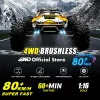 CARS 4WD Controle remoto RC Car 50 ou Super Brushless 80 km/h rápido de alta velocidade All Terrain Off Road Monster Radio 4x4 caminhão para adultos k