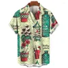 Mäns casual skjortor mode 3d tryck Hawaiian skjorta för män kvinnor coola street sommar kortärmade toppar lösa lapel knappblus hane