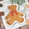 Plates Ceramic Gingerbread Man Gold-painted Cartoon Bear Three-dimensional Christmas Decoration Gift Plate Dessert