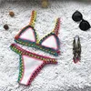 Micro Bikini Women Handmade Crochet Knit Swimwear Halter Suitwork Swimsuit Swequini Thong Bikini Traje de Bano 240424