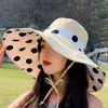 Berets breiter Krempe Frauen Sonnenvisor Hat Mode faltbare Eimer Hats Beach Cap geflimmte Anti-UV-Sommer