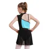 Girl Dresses Children Girls Classical Dance Clothing Sleeveless Lyrical Tight Fitting Gymnastics Ballet Latin Sequined Figure Dancewear