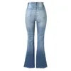 Jeans femminile femminile gamba larghe blu di jeans dritta pantaloni abbigliamento in vita alta con moda da tasca