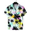 Mäns avslappnade skjortor 3D-tryckning ananas kokosnötträd skjorta sommarlovet kortärmad lapel blus hawaiian strand lösa toppar