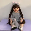 人形55cmリボーンドールボディシリコンは子供のおもちゃを浴びることができます生まれた赤ちゃんプリンセス防水巻き毛シミュレーション新生児ドール