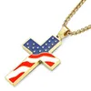 Hanger kettingen roestvrijstalen goudkleurige Amerikaanse vlag kruis ketting mannen vrouwen