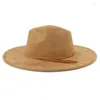 Breda randen hattar mocka topphatt 9,5 cm fedora män kvinnor höst vinter filt jazz klassisk fedoras