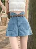 Shorts Women Fashion Simple Solid Design Solose S-5XL Denim per il tempo libero elegante in stile coreano in stile coreano estate per tutte le gocce studenti 240418