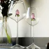 Wine Glasses 3D Creative Exquisite Glass Build-in Red White Cup Stemware Goblets Champagne Flute Household Lovely Gift 2pcs