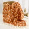 Sets 2 Schichten Babydecke Neugeborene Quasten Baumwoll Musselin Swaddle Wrap Decke Druck Gaze Säuglingsbettbedeckung Decke Windel