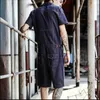 Män oöverträffar Multi-Pocket Tooling Jumpsuit män Bomull och linne kortärmade set Slim Mens Shorts Onesies Original Summer 240410