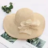 Wide Brim Hats Mens Floppy Hat Women'S Large Sun Summer Floral Rhinestone Beach Adjustable Korean Style Straw Oversized