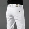 Brand designer di jeans maschile jeans in bianco e nero jeans maschile e estate marca di moda ricamo magro in piedi piccoli piedi uomini pantaloni casual coreani 9bxe