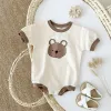 One-Pieces Korea 2024 Summer Newborn Baby Girl Boys Rabbit Casual T shirt Romper Bodysuits Jumpsuit Toddler Boy Clothing Cotton Onepieces