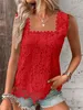 Women's T-Shirt Summer Fashion Ladies Lace Jacquard Sleeveless Casual Women vintage T-Shirt S-XXL Floral Vest camisole Halter top 240423