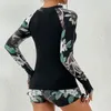 Weiblicher Badeanzug mit Langarmbadebekleidung Sport Surfing Tankini Set Strandbekleidung zweiteilige Badeanzüge Pool Frauen Schwimmanzug 240424