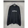 Maglione con cappuccio di felpa con cappuccio ad alta famiglia unisex versione lunga paris balenciigsss adesive nastro largo con cappuccio manico