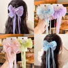 Hårtillbehör Nya barn Sweet Pearl Crown Ribbon Bowknot Ornament Hair Clips Girls Lovely Barrettes Hairpins Bids Hair Accessories