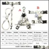 Dog Collars Leashes Classic Plaid Pattern Dog Harness Leashes Set Designer Collars With Charm And Bell Luxury Leather Pet Leash For Dhwk6