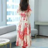 Abiti casual di base 2022 Donne eleganti più taglia Boho Beach Maxi Abito Floral Chiffon Midi SundiDressing2403