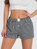 Dames shorts dames plaid pyjama elastische band wijd been los fit lounge zomer gezellige comfortabele casual slaapbodem strand streetwear