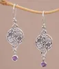 Pieno lampadario Eleganti orecchini geometrici a foglia di fiori per donne regali di gioielli in pietra viola in argento vintage H240423