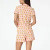 Xingqing Preppy Monkey PJS Y2K Women Impresión Top de la camisa de manga corta y pantalones cortos de cintura alta de dos piezas 240423