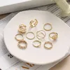 Diamond Pearl Creative Butterfly Love Oil Droping Ring Piece Set