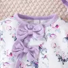 One-Pieces Baby Girl Newborn Onesies Romper 118Months Floral Cute bow Clothing Set With Hat Infant Long Sleeve Cute Tiny Button Jumpsuit