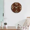Horloges murales horloge en bois brun foncé moderne avec brillance dans le noir décoration de maison silencieuse simple numérique pour pièce