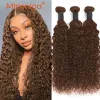 Wigs Chocolate Brown Brazilian Human Hair Bundles Water Wave Human Hair Weave Remy Human Extensions for African American Women