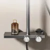 Ensemble de douche de salle de bain Ensemble de douche de salle de bain gris à trois fonctions Espace en aluminium mural Rainlfall Presurisé Hot Cold Shower Faucet Set T240422