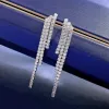 Oorbellen wong regen romantisch 100% 925 sterling zilveren lab wit saffier edelsteen tassel tassel bengelen oorbellen bruiloft fijne sieraden voor vrouwen