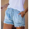 Women's Jeans rasgados de mezclilla rasgados para mujeres 2024 Summer Nuevo elástico elástico Tettre de cintura alta alta Shorts de pantalones calientes de línea A de línea A 240423