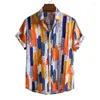Chemises décontractées pour hommes Rétro Art coloré Shirt Hawaiian Men Manches à manches courtes Summer 3D Blouse Tops Street Street Street