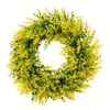 Fleurs décoratives Couronne de feuilles jaunes artificielles Porte d'entrée de printemps pour le mariage du jardin