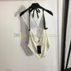 Hot Spring Bathing Suit Women Halter Swimwear V Neck Swimsuit Letter Embroidered Beachwear Surfing Wear